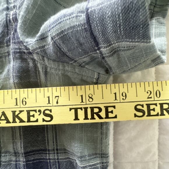 TOAD & CO Shirt Womens Medium Blue Plaid Casual Camp Organic Cotton Sustainable - Picture 9 of 10